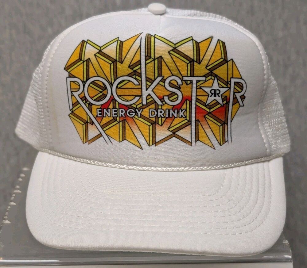 Rockstar Energy Drink Mesh Snapback Trucker Hat Cap White Nissun